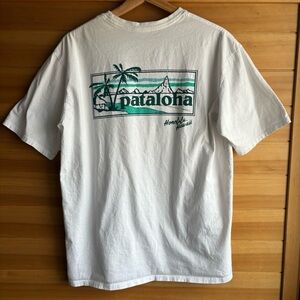 Patagonia White and Green Short Sleeve Tee